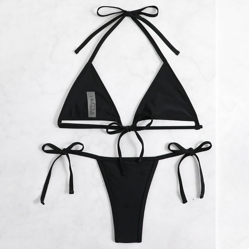 Damen Triangel-Bikini mit dekorativen Bindebändern Drune