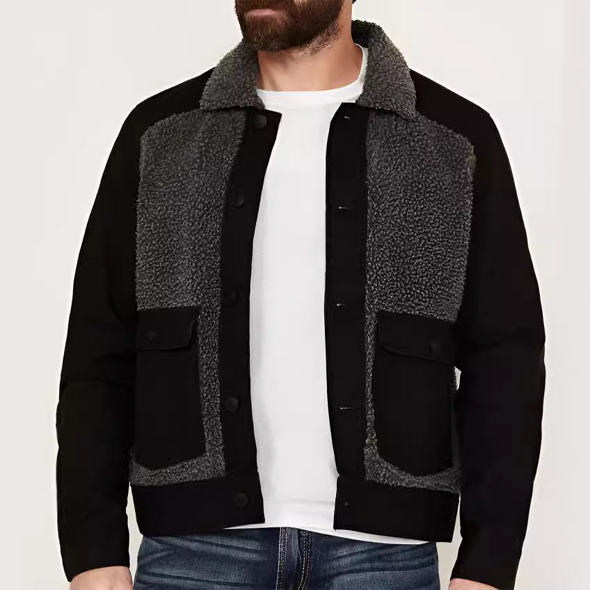 Herren lässige Jacke mit kontrastierendem Fleece-Einsatz Drune