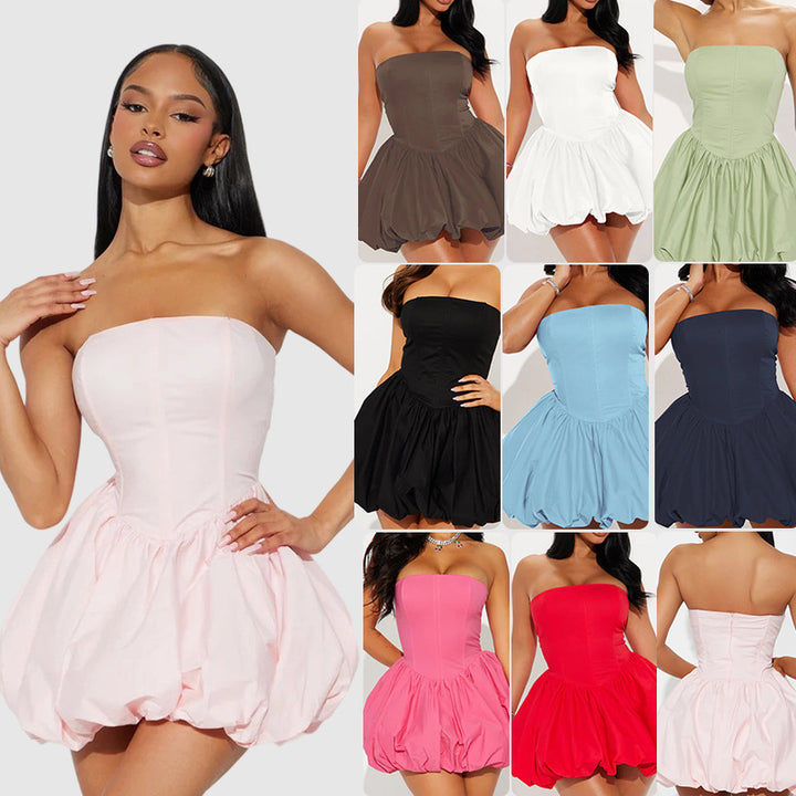 Damen Bustier-Kleid mit voluminösem Rock und figurschmeichelndem Schnitt Drune