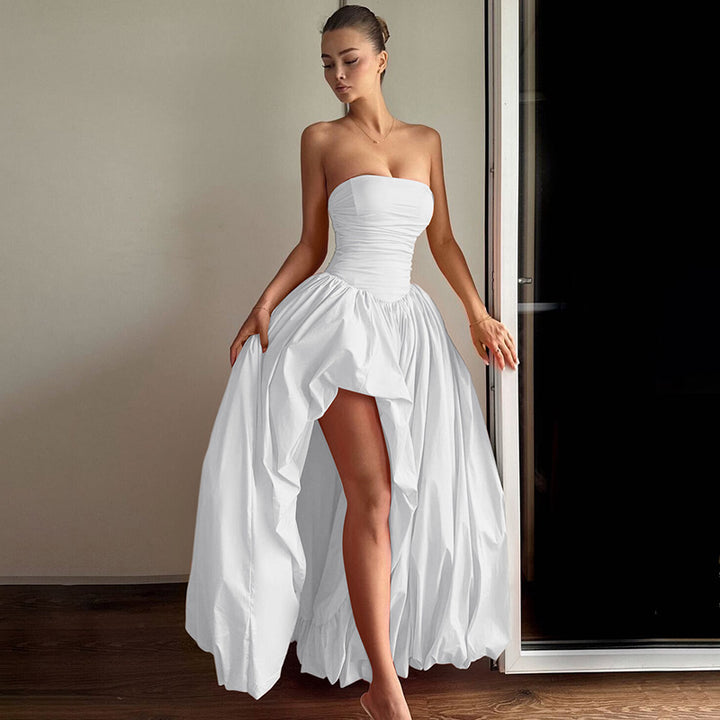Damen Elegantes Hochzeitskleid mit strapless Design und voluminösem Rock Drune