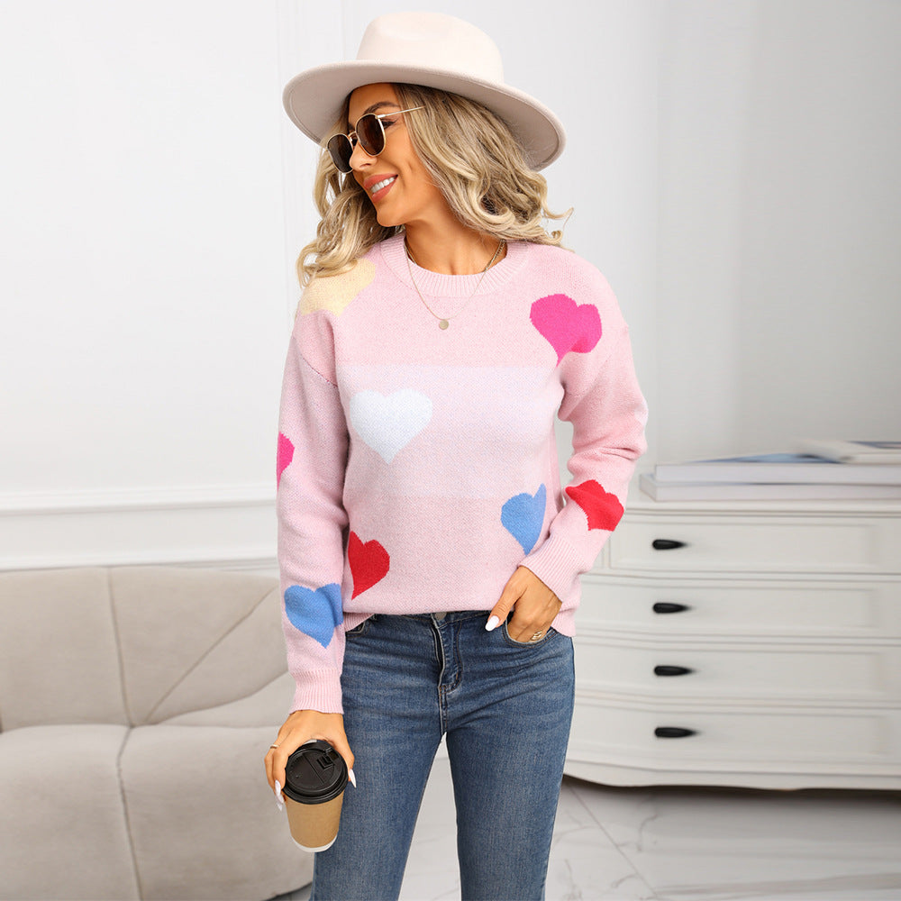 Damen Kuscheliger Pullover mit Herzmotiven und strukturierter Oberfläche Drune