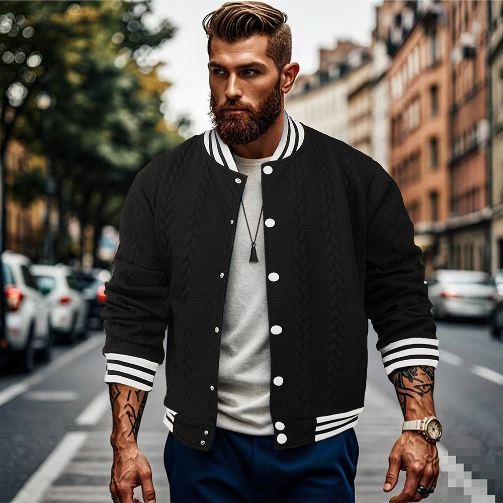 Herren Sportswear-Bomberjacke mit strukturiertem Design und Kontraststreifen Drune