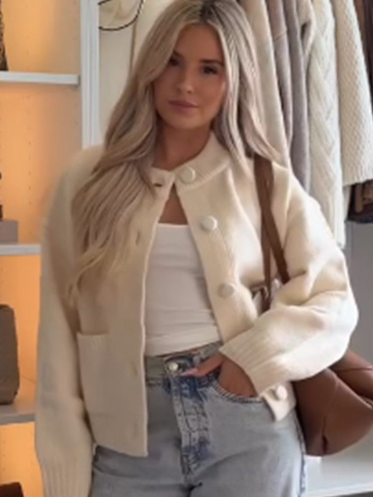 Damen lässige Strickjacke mit Knopfdetails und bequemem Schnitt Drune