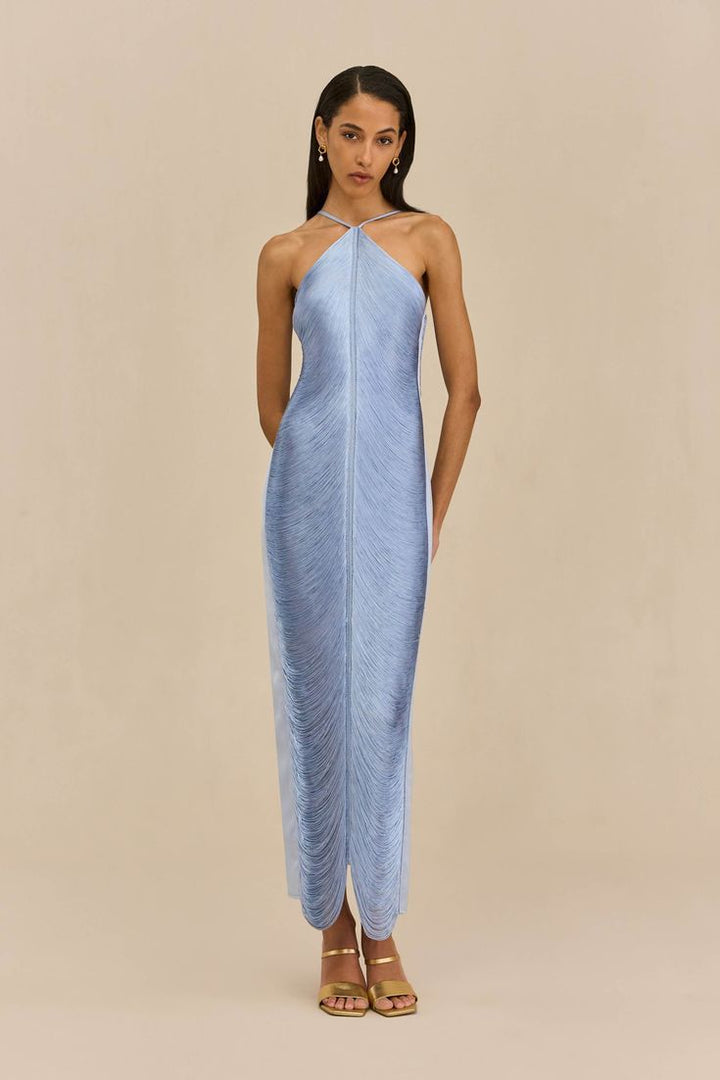 Damen Langkleid mit raffiniertem Schlitz und elegantem Kragen Drune