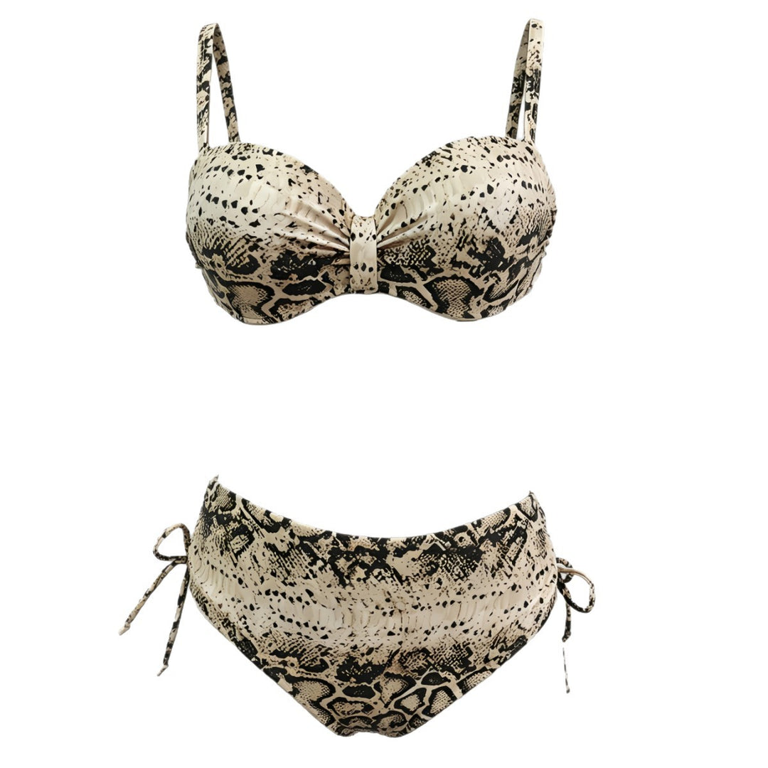 Damen Hochgeschnittener Snake-Print Bikini Drune