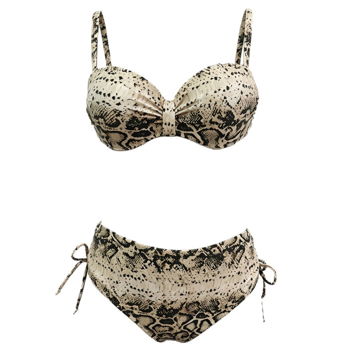 Damen Hochgeschnittener Snake-Print Bikini Drune