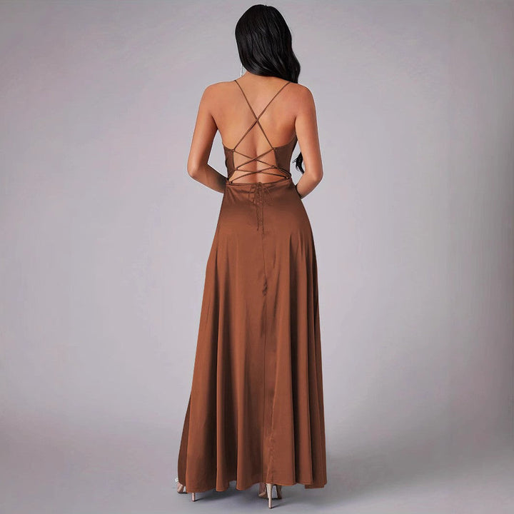 Damen Elegantes Abendkleid mit schulterfreiem Design und hohem Schlitz Drune