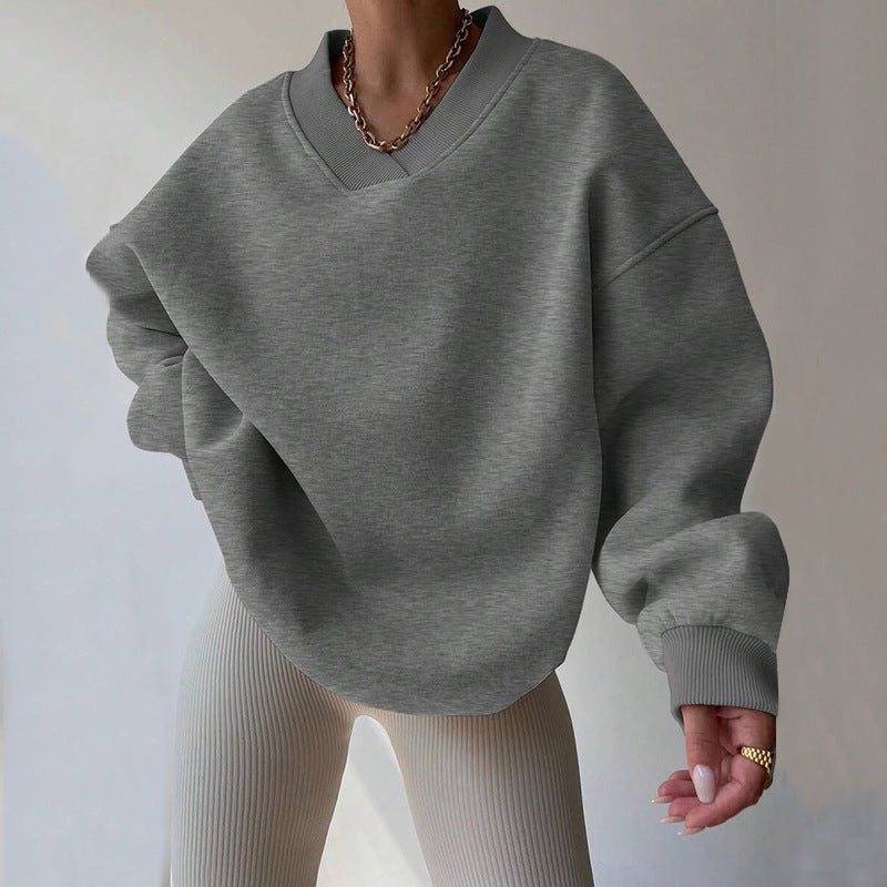 Damen Oversized Sweatshirt mit V-Ausschnitt Drune