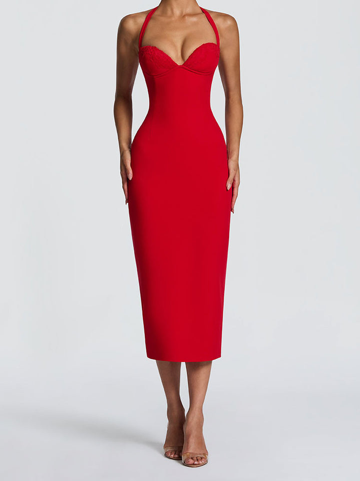 Damen Elegantes Bodycon-Kleid mit Halterdesign Drune