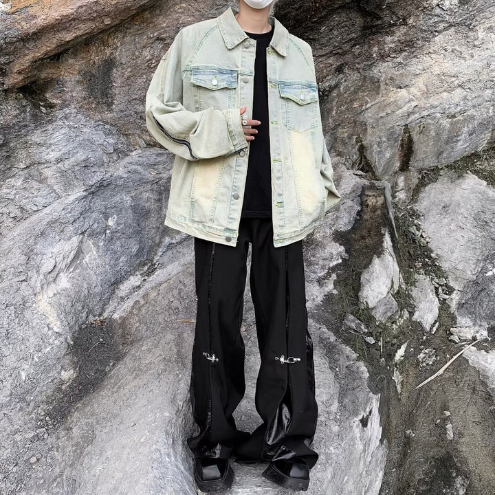 Unisex lässige Oversize-Jeansjacke mit einzigartigem Schnitt und praktischen Taschen Drune
