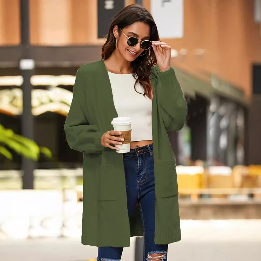 Damen Strickmantel mit weicher Struktur und praktischen Taschen Drune