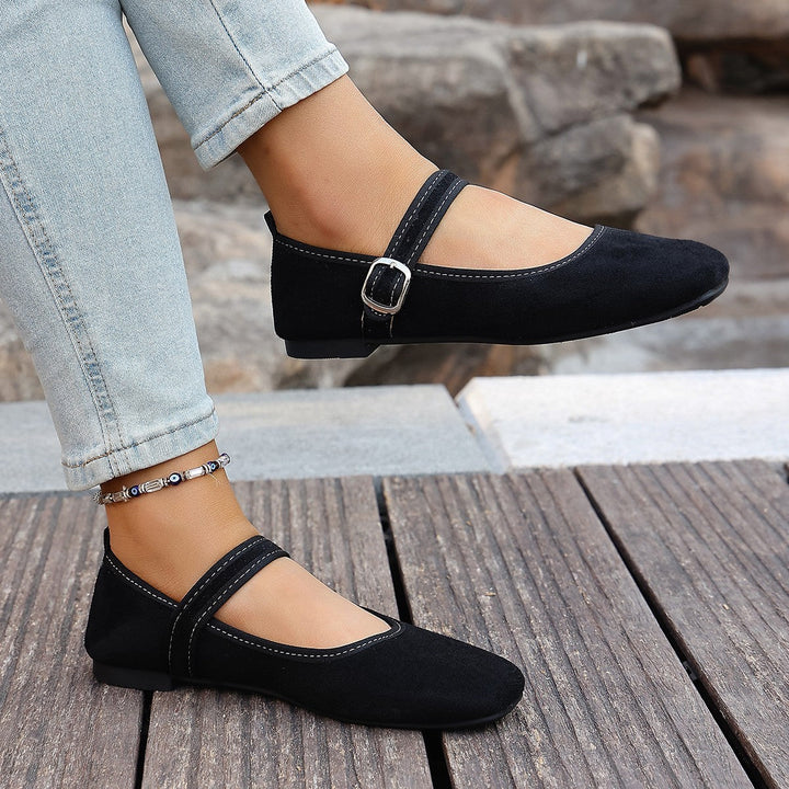 Damen Bequeme Ballerinas mit verstellbarem Riemchen Drune