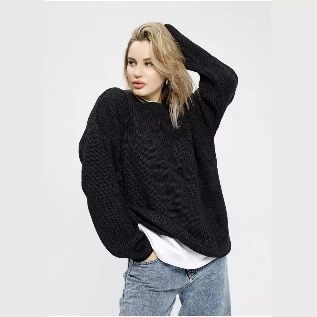 Damen bequemer Strickpullover im lässigen Stil Drune