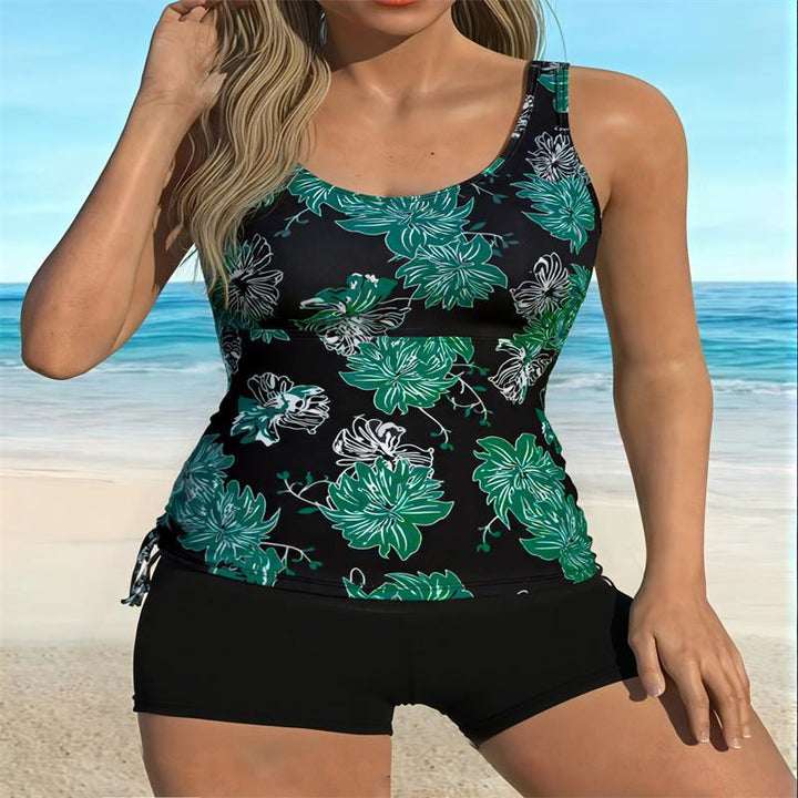 Damen Tankini-Set mit floralem Oberteil und sportlichem Höschen Drune