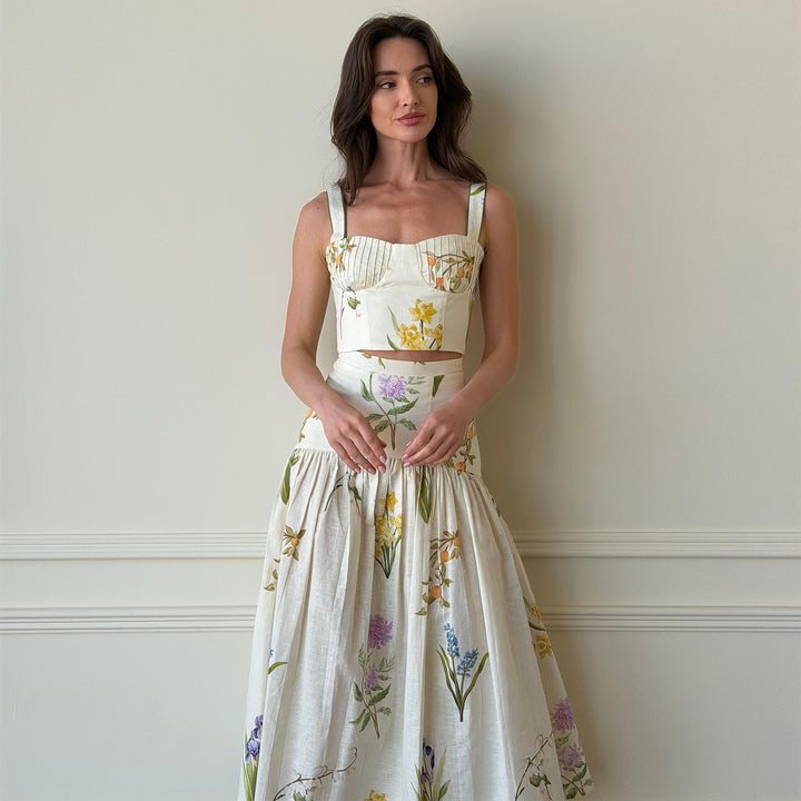 Damen Zweiteiliges Set mit floralen Details und raffiniertem Schnitt Drune