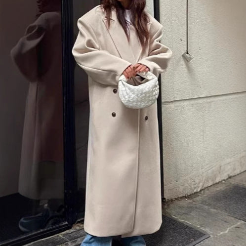Damen Oversized Trenchcoat mit doppelter Knopfleiste und klassischem Revers Drune