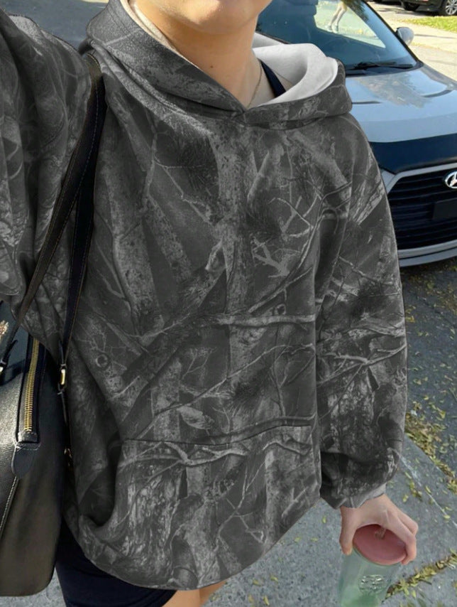 Damen lässiger Kapuzenpullover mit Camouflage-Muster Drune