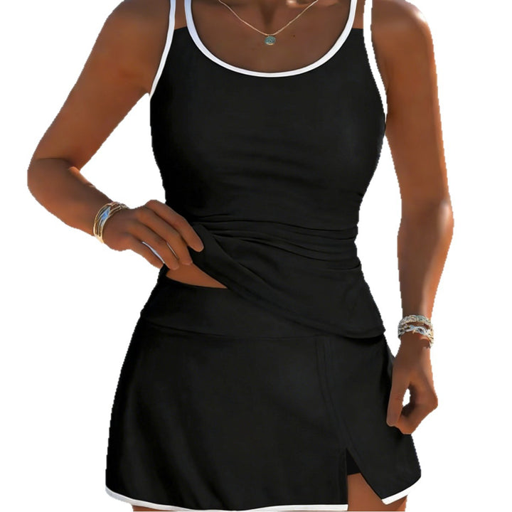 Damen Sportliches Tankini-Set mit elegantem Rock und verstellbaren Trägern Drune