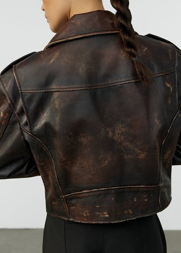 Drune | Leder Gekürzte Bikerjacke