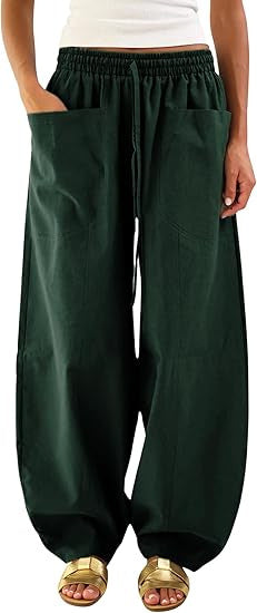 Damen weite Freizeithose mit elastischem Bund und praktischen Taschen Drune