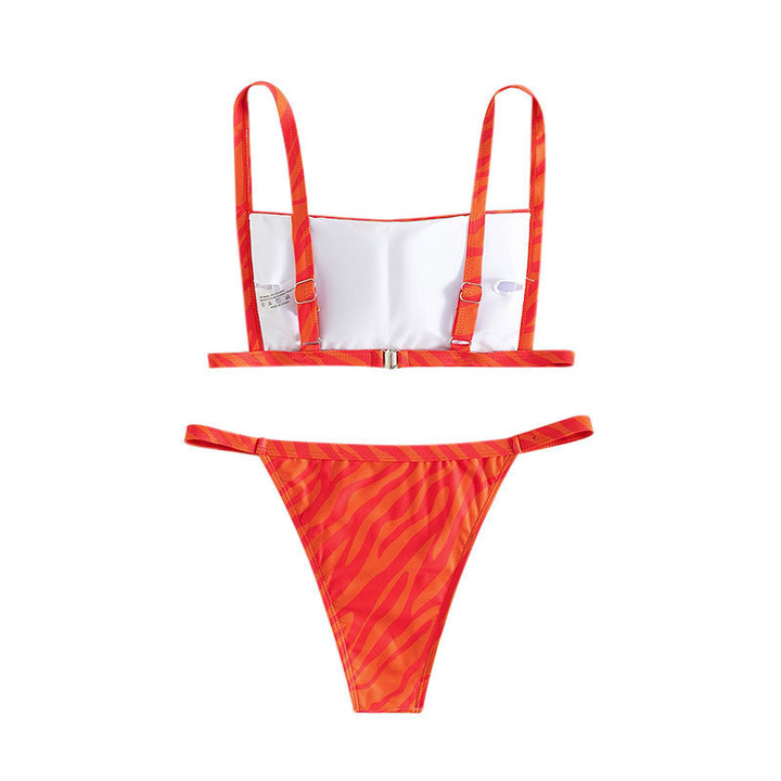 Damen Bikini-Set mit verstellbaren Trägern und animalischem Muster Drune