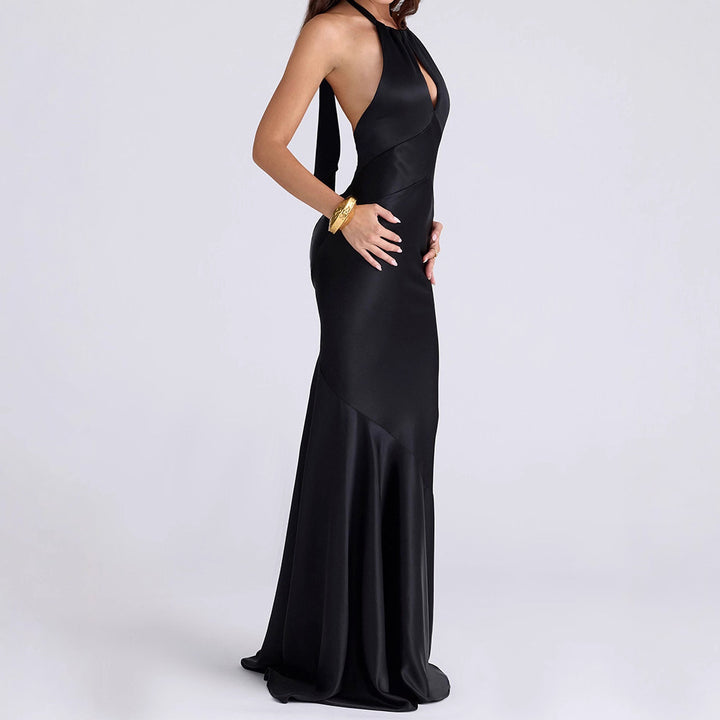 Damen Hochwertiges Abendkleid mit raffiniertem Schlüsselausschnitt Drune
