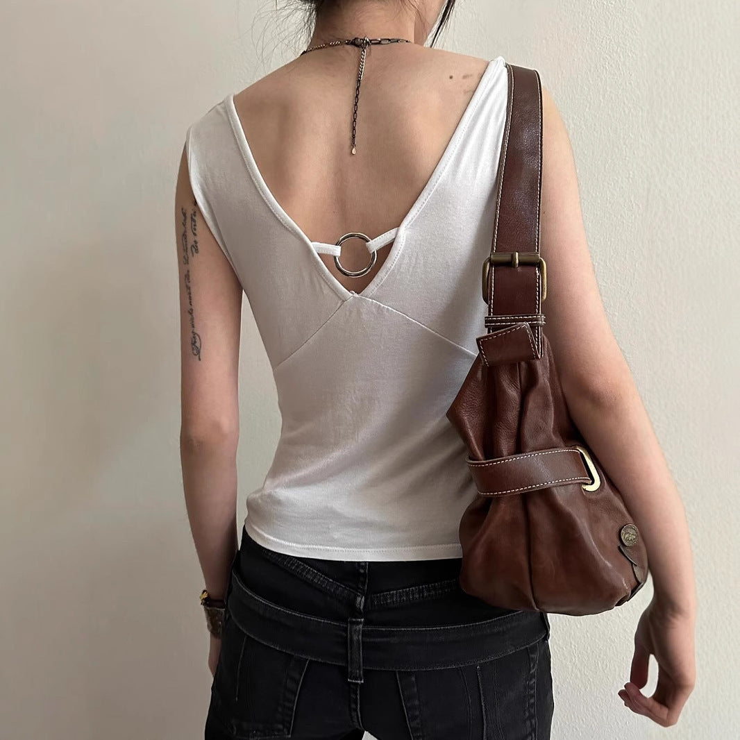 Damen stilvolles Top mit funkelndem Kreuzdesign Drune