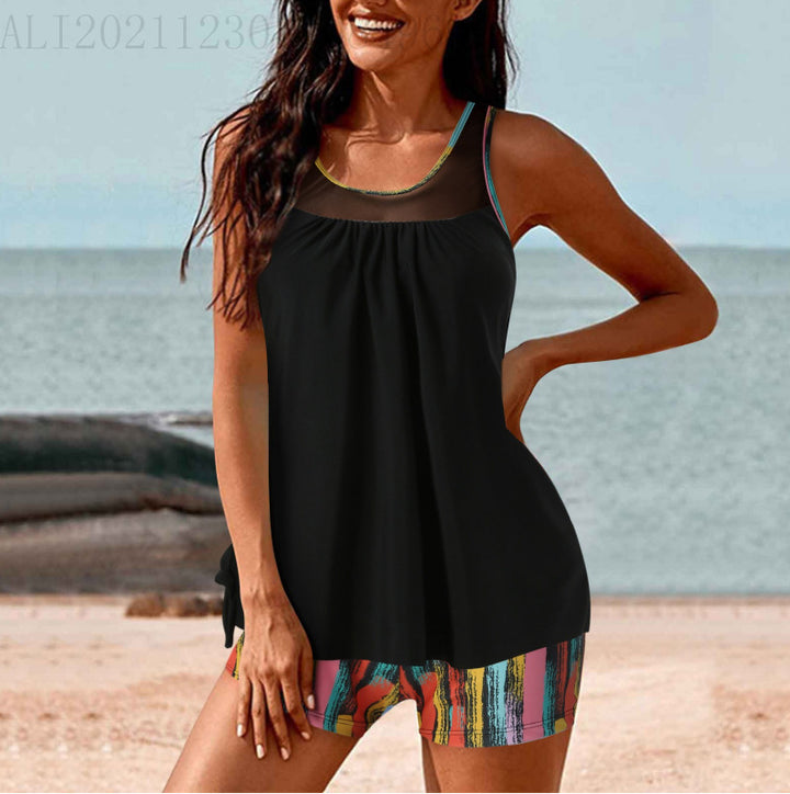Damen Sportliches Strandoutfit mit modischer Raffung Drune