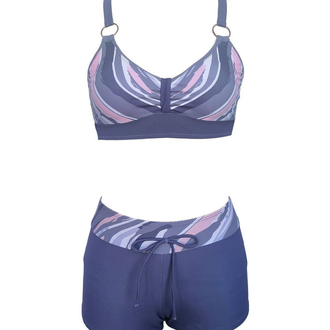 Damen Sportliches Bikini-Set mit hoher Taille und trendigem Muster Drune