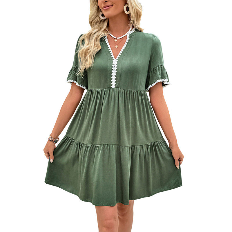 Damen Luftiges Sommerkleid mit verspielten Rüschendetails Drune