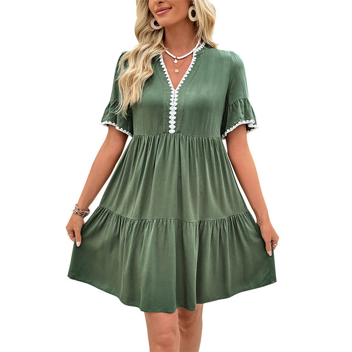 Damen Luftiges Sommerkleid mit verspielten Rüschendetails Drune