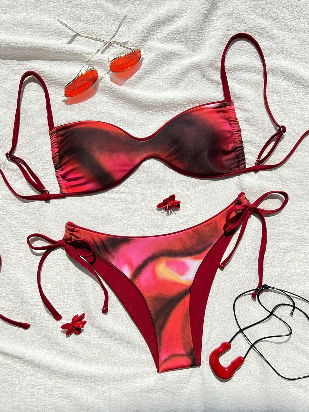 Damen Push-Up Bikini mit elegantem Animal-Print und verstellbaren Trägern Drune