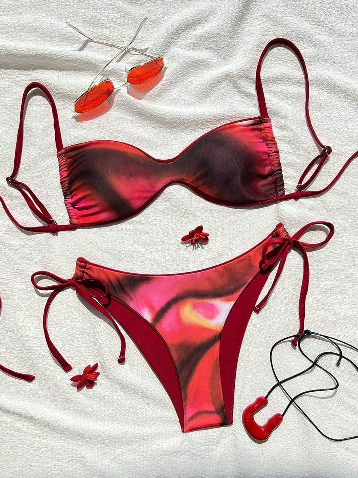 Damen Push-Up Bikini mit elegantem Animal-Print und verstellbaren Trägern Drune