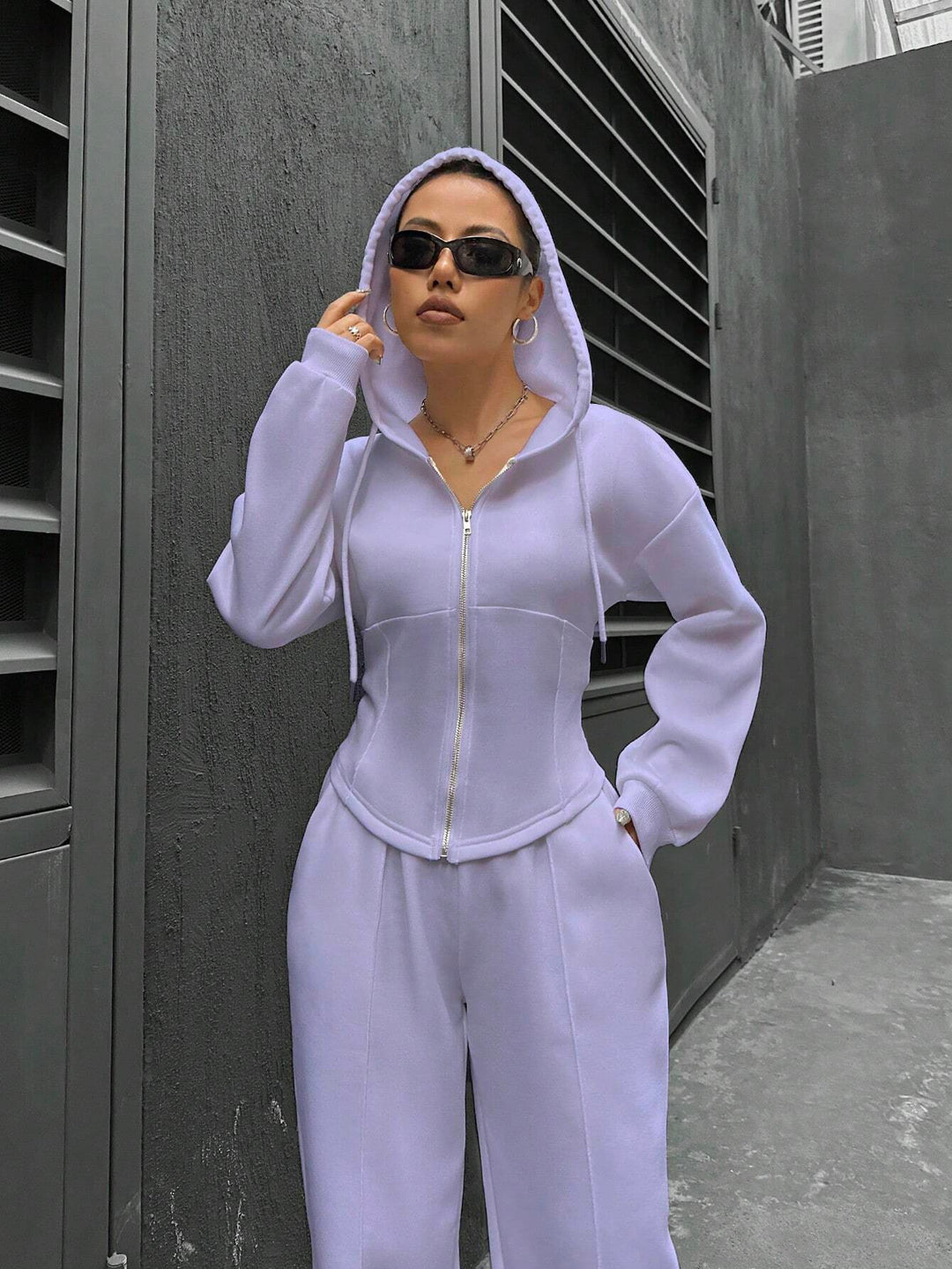 Damen modischer Zip-Hoodie mit tailliertem Schnitt Drune