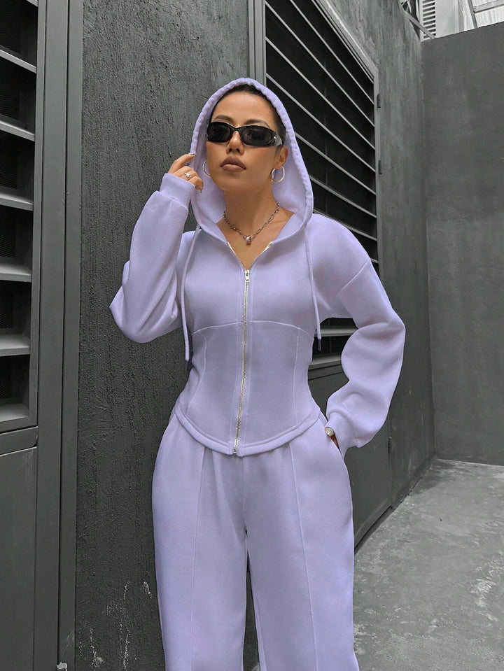 Damen modischer Zip-Hoodie mit tailliertem Schnitt Drune