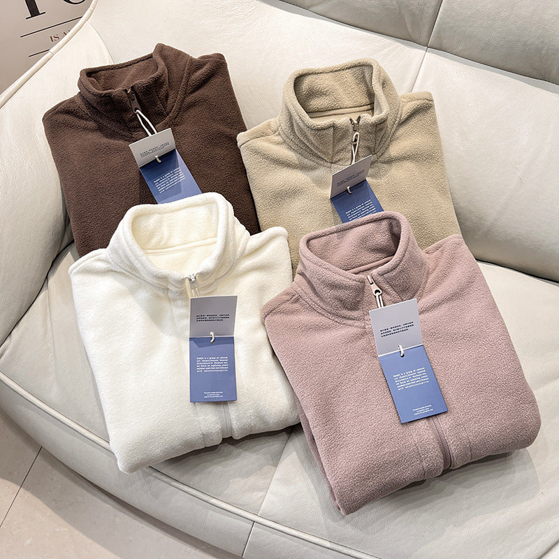 Damen Fleecejacke mit hochschließendem Kragen und seitlichen Reißverschlusstaschen Drune