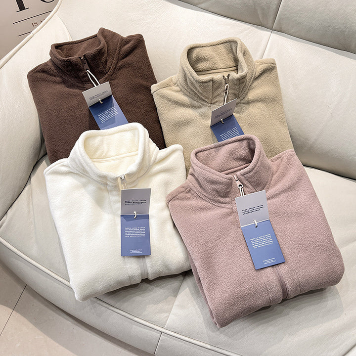 Damen Fleecejacke mit hochschließendem Kragen und seitlichen Reißverschlusstaschen Drune