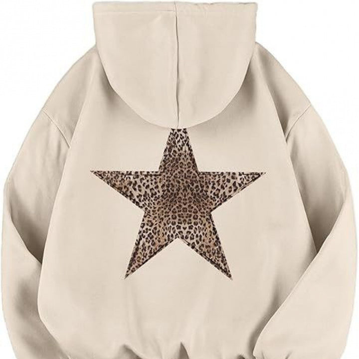 Damen Kapuzensweater mit stylish Leopardstern-Design und entspannter Passform Drune