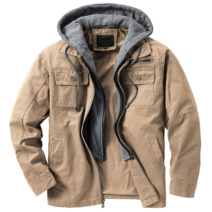 Herren vielseitige Übergangsjacke mit integrierter Kapuze und praktischen Taschen Drune