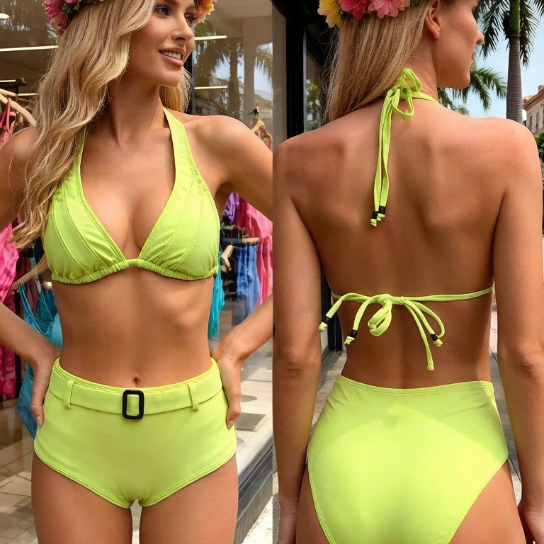 Damen Triangel-Bikini-Set mit praktischen Schnallen-Details Drune