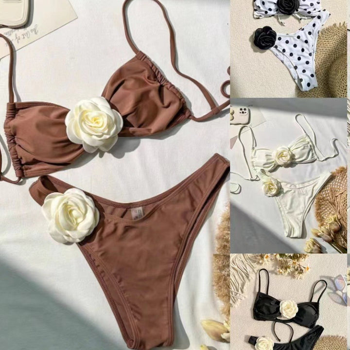 Damen Bandeau-Bikini mit floralen Details Drune