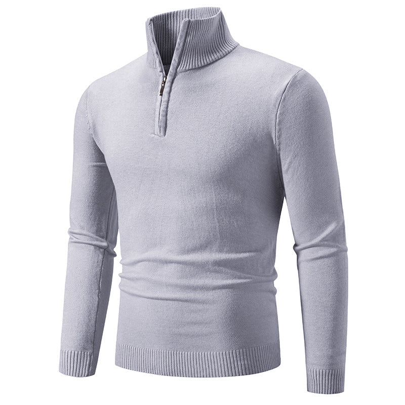 Herren nan Feinstrick-Halbzip-Pullover mit Rippen-Stehkragen und schmaler Passform Drune