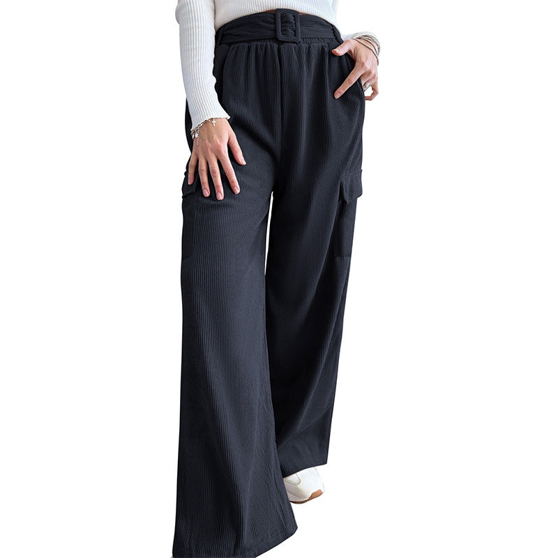 Damen weite Cargo-Hose mit elastischem Bund und praktischen Seitentaschen Drune