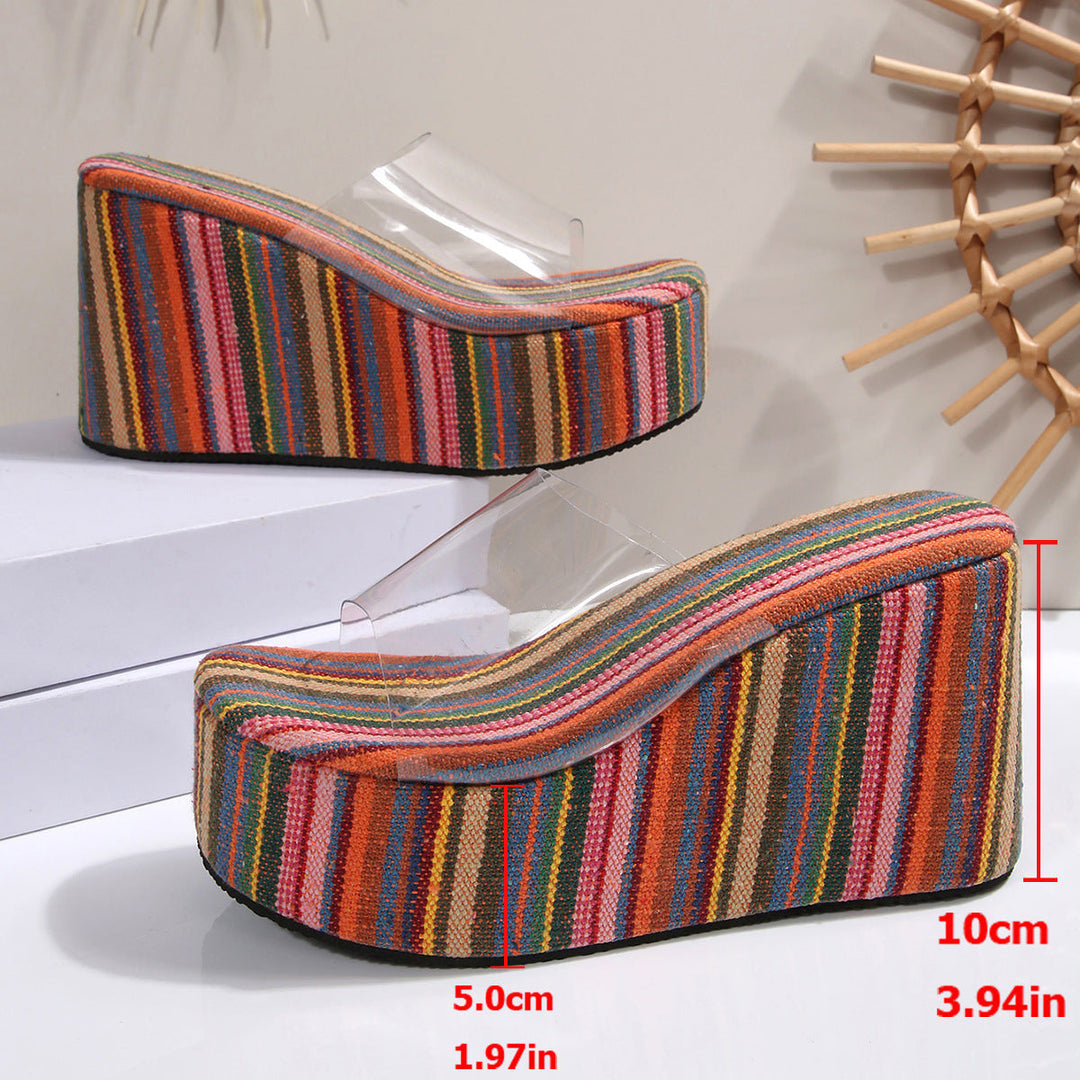 Damen Wedge-Pantoletten mit transparentem Obermaterial und komfortabler Sohle Drune