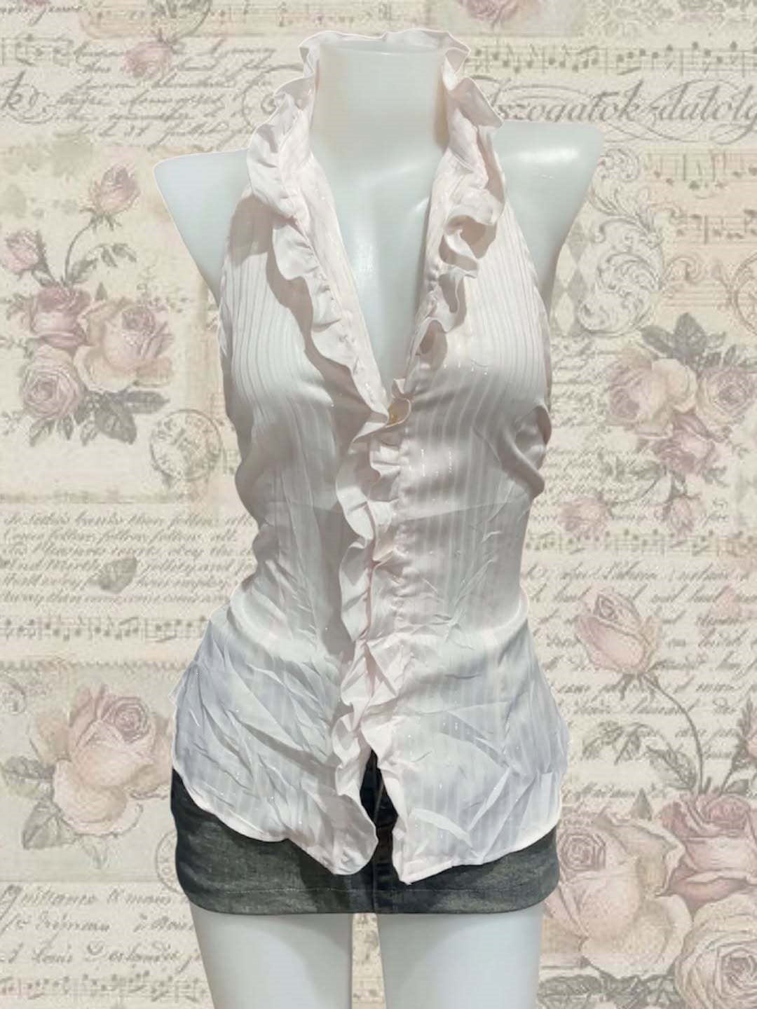 Damen Elegantes Faltenoberteil mit Rüschen Drune