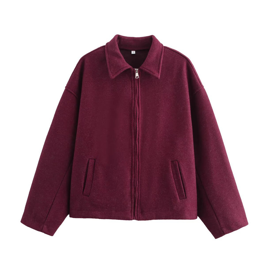 Damen bequeme Blousonjacke mit hohen Kragen und praktischen Taschen Drune