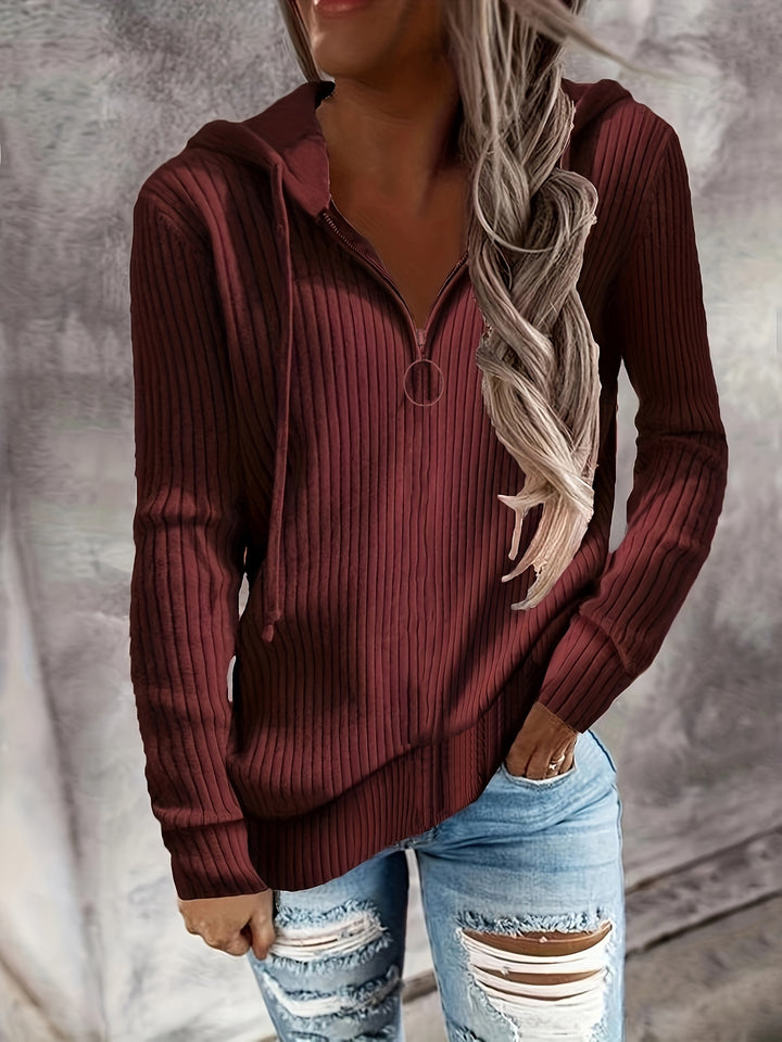 Damen Zip-Hoodie mit Rippstruktur und praktischen Details Drune
