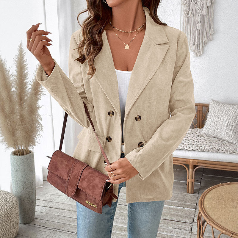 Damen samtiger Blazer mit doppelter Knopfleiste und elegantem Schnitt Drune