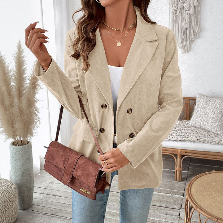 Damen samtiger Blazer mit doppelter Knopfleiste und elegantem Schnitt Drune
