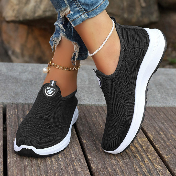 Damen Leichte Slip-On Sport Sneakers mit atmungsaktivem Strickobermaterial Drune